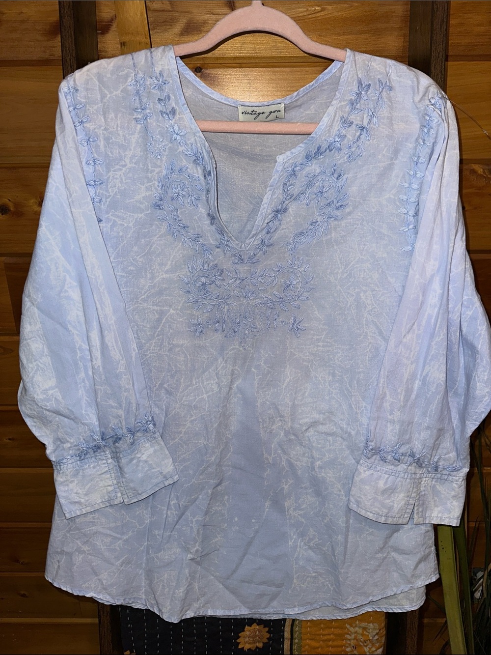 Light Blue Embroidered Women’s Tunic Top